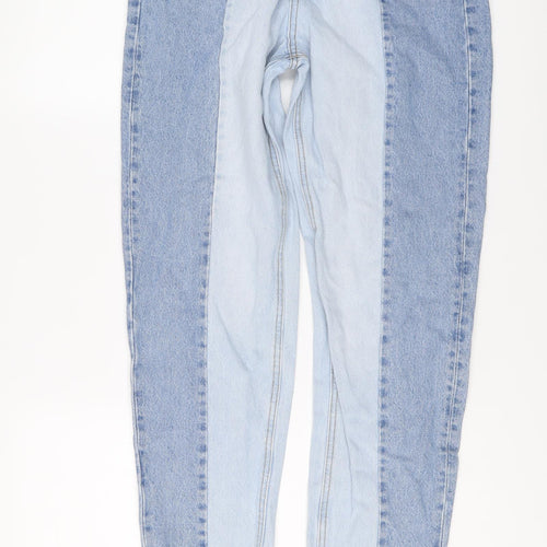 Stradivarius Womens Blue Cotton Straight Jeans Size 10 L26 in Regular Button