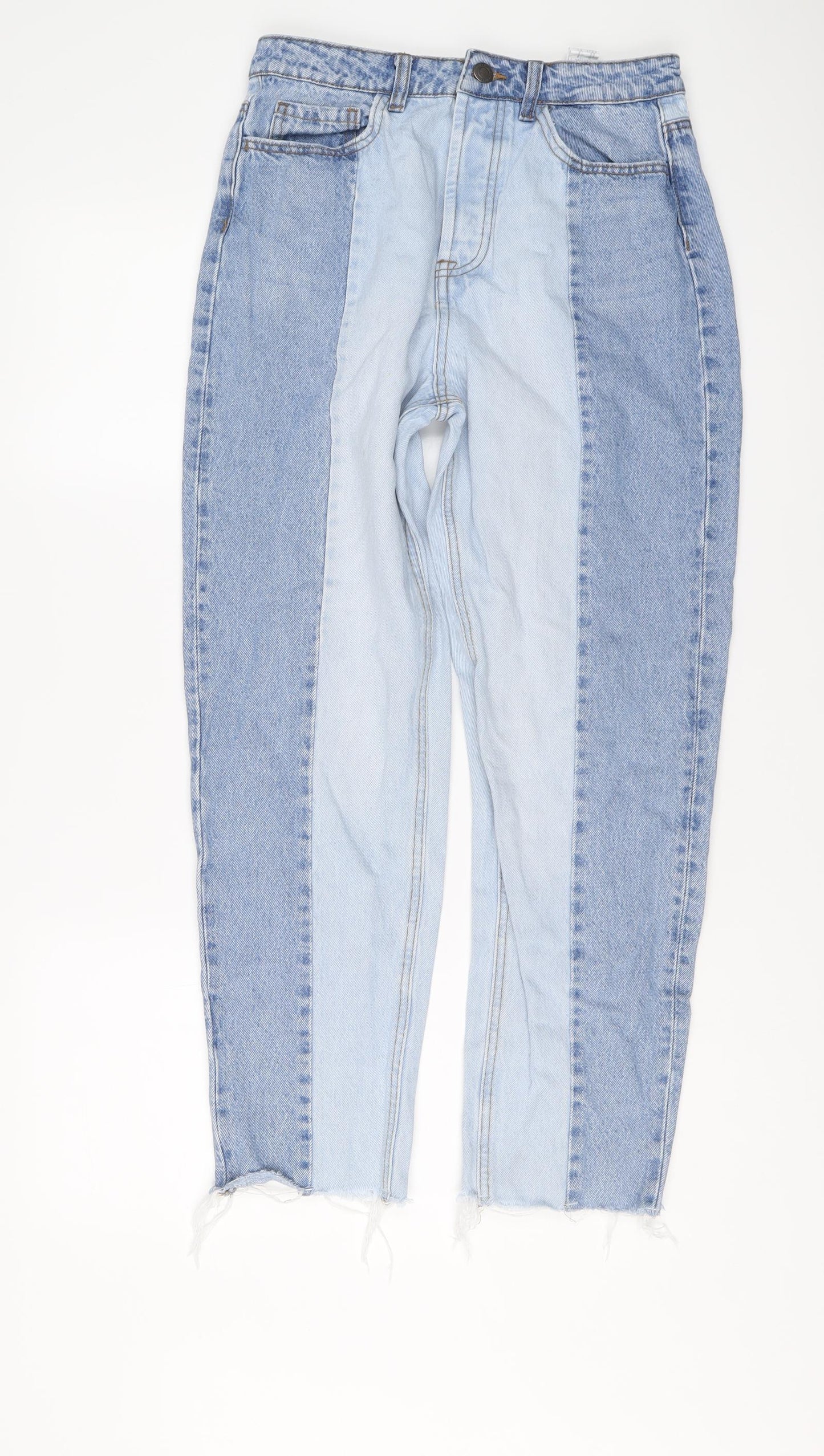 Stradivarius Womens Blue Cotton Straight Jeans Size 10 L26 in Regular Button