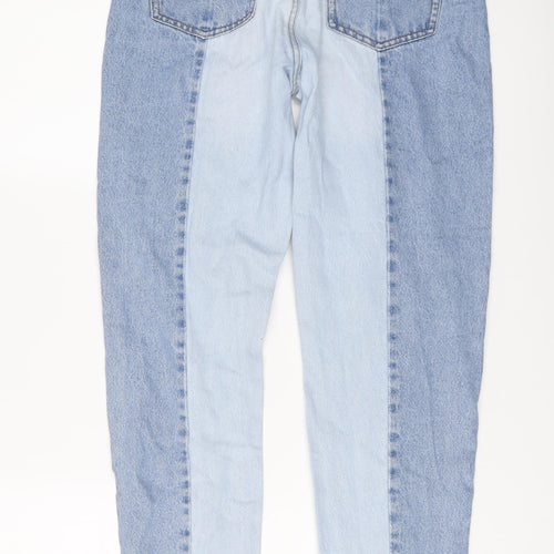 Stradivarius Womens Blue Cotton Straight Jeans Size 10 L26 in Regular Button