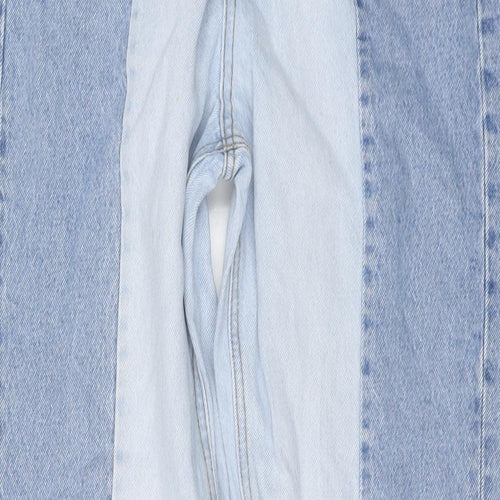 Stradivarius Womens Blue Cotton Straight Jeans Size 10 L26 in Regular Button
