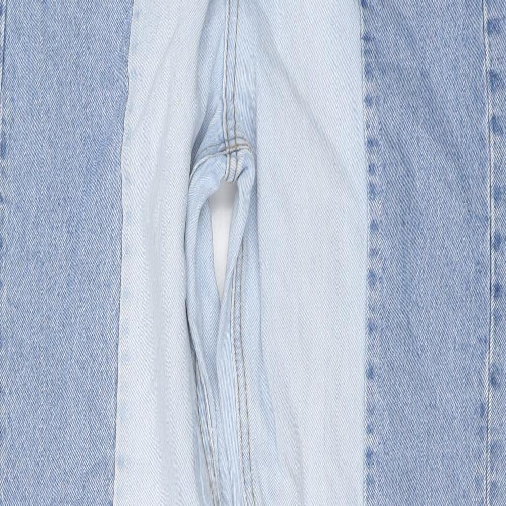 Stradivarius Womens Blue Cotton Straight Jeans Size 10 L26 in Regular Button