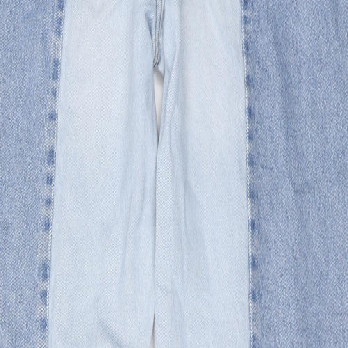 Stradivarius Womens Blue Cotton Straight Jeans Size 10 L26 in Regular Button