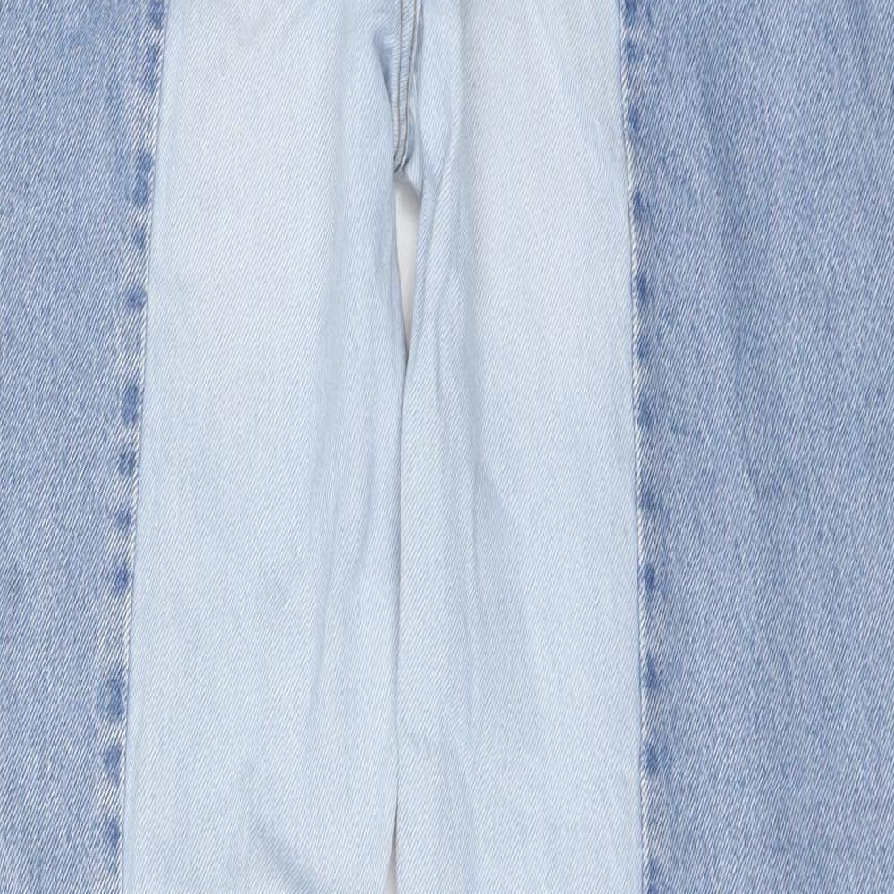 Stradivarius Womens Blue Cotton Straight Jeans Size 10 L26 in Regular Button