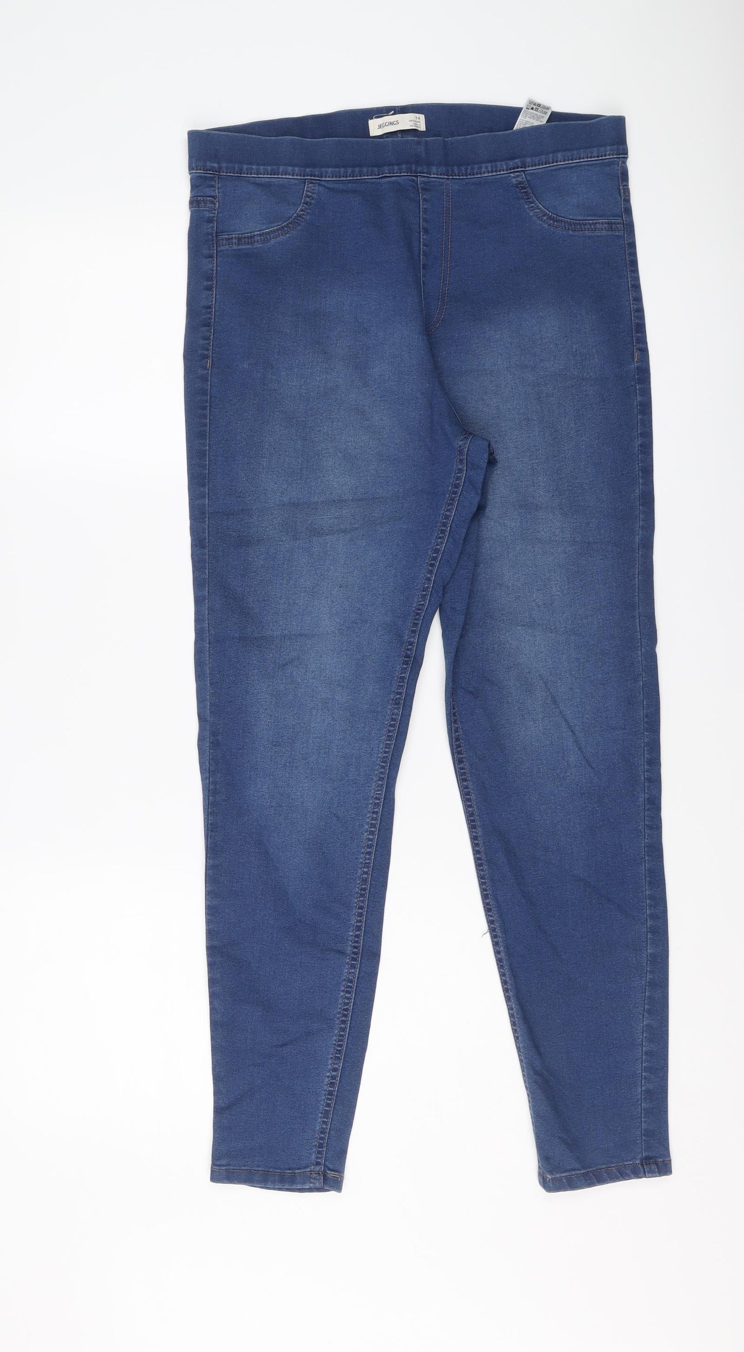 Marks and Spencer Womens Blue Cotton Jegging Jeans Size 14 L27 in Regular