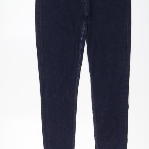 Marks and Spencer Womens Blue Cotton Skinny Jeans Size 14 L29 in Regular Button