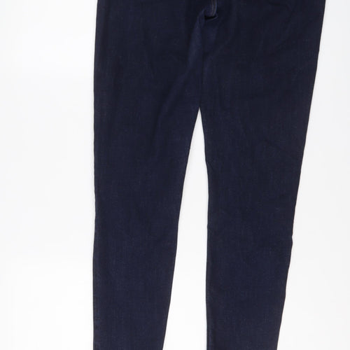 Marks and Spencer Womens Blue Cotton Skinny Jeans Size 14 L29 in Regular Button