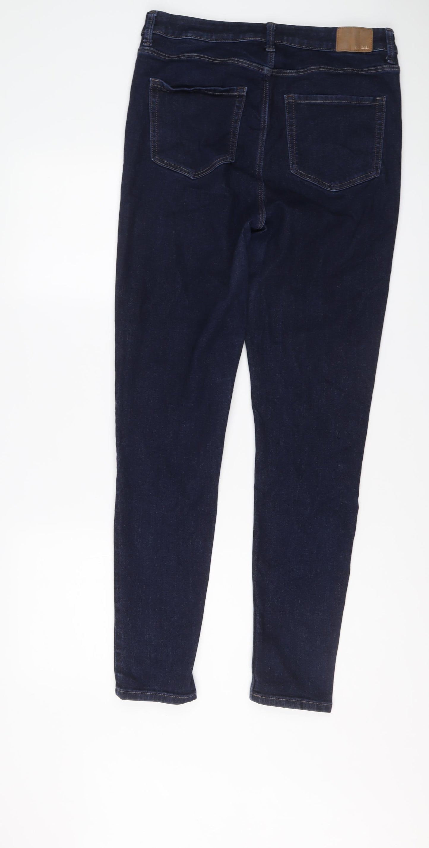Marks and Spencer Womens Blue Cotton Skinny Jeans Size 14 L29 in Regular Button