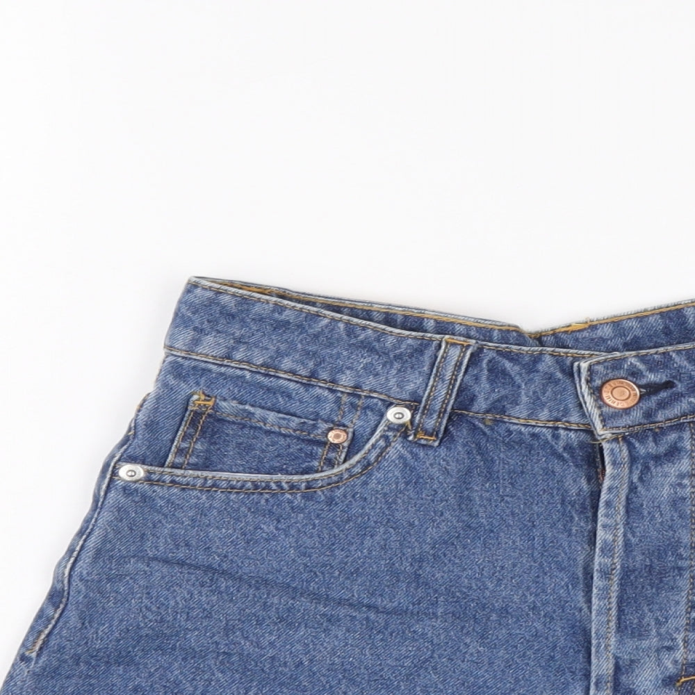 H&M Womens Blue Cotton Cut-Off Shorts Size 8 L3 in Regular Button