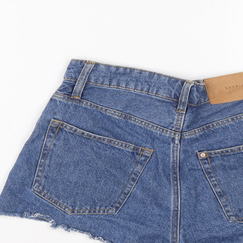 H&M Womens Blue Cotton Cut-Off Shorts Size 8 L3 in Regular Button