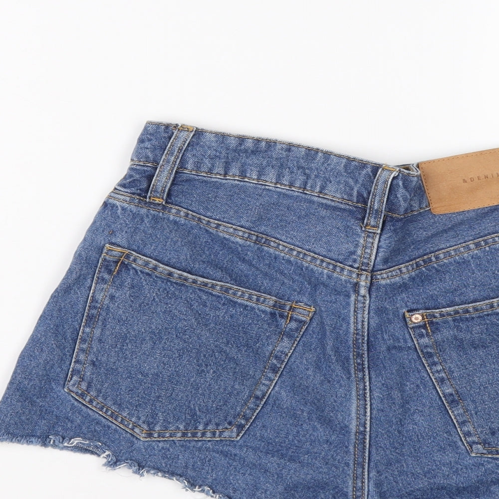 H&M Womens Blue Cotton Cut-Off Shorts Size 8 L3 in Regular Button