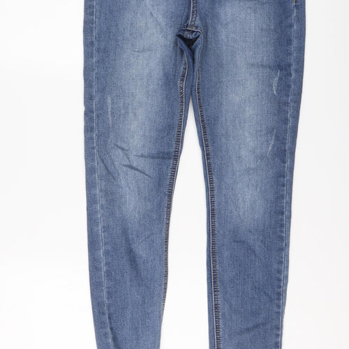 Missguided Womens Blue Cotton Skinny Jeans Size 10 L28 in Regular Button