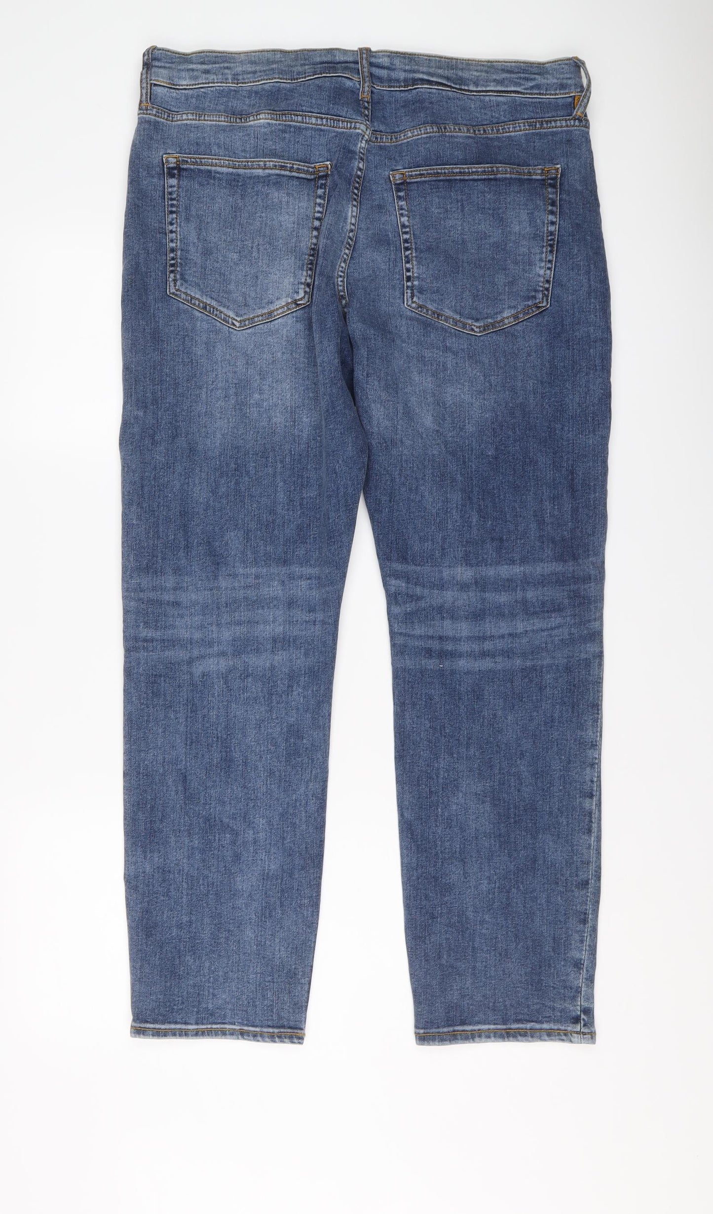 Easy Mens Blue Cotton Straight Jeans Size 36 in L30 in Regular Button