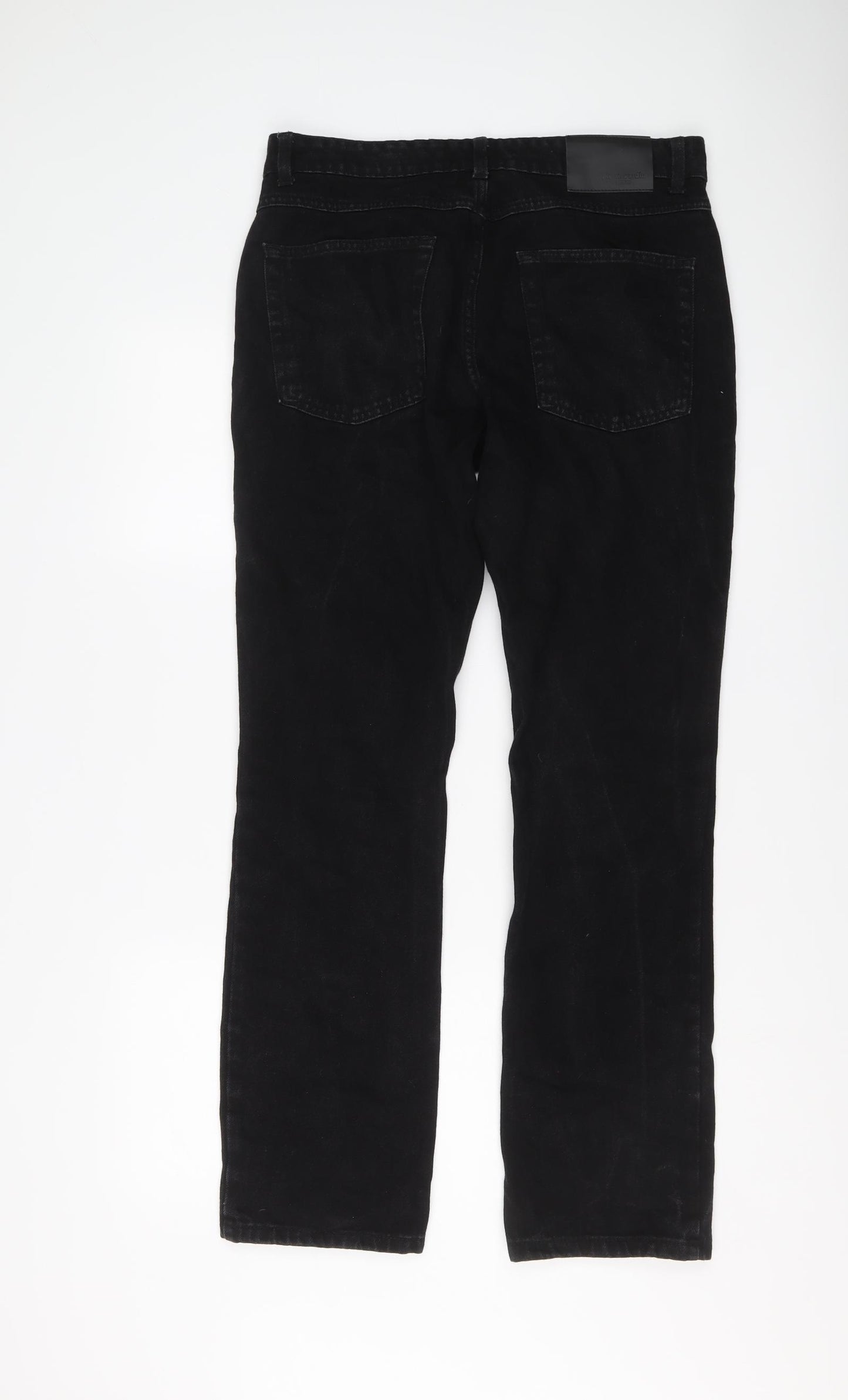 Pierre Cardin Mens Black Cotton Straight Jeans Size 32 in L30 in Regular Button