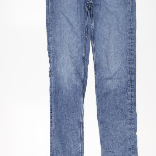 Marks and Spencer Womens Blue Cotton Straight Jeans Size 10 L30 in Regular Button