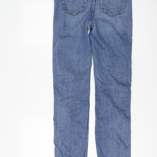 Marks and Spencer Womens Blue Cotton Straight Jeans Size 10 L30 in Regular Button