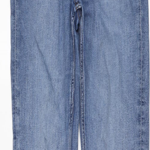 Marks and Spencer Womens Blue Cotton Straight Jeans Size 10 L30 in Regular Button