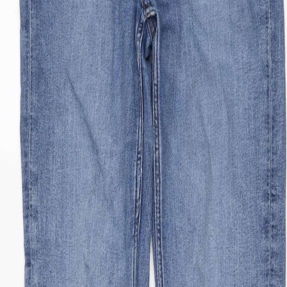 Marks and Spencer Womens Blue Cotton Straight Jeans Size 10 L30 in Regular Button