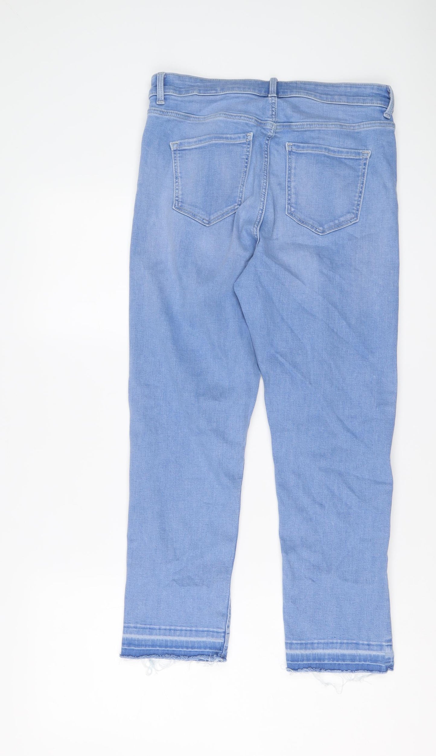 Marks and Spencer Womens Blue Cotton Straight Jeans Size 12 L24 in Regular Button