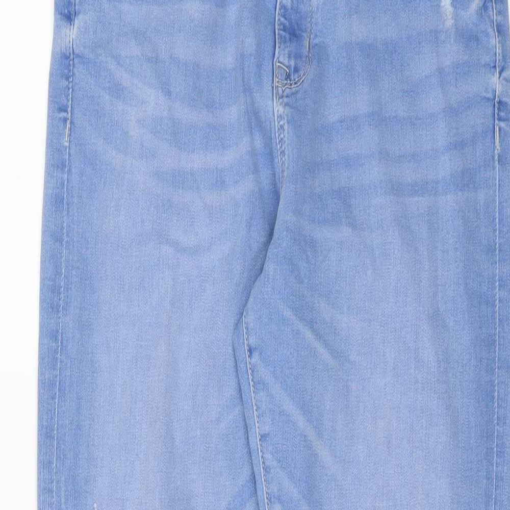 Marks and Spencer Womens Blue Cotton Straight Jeans Size 12 L24 in Regular Button