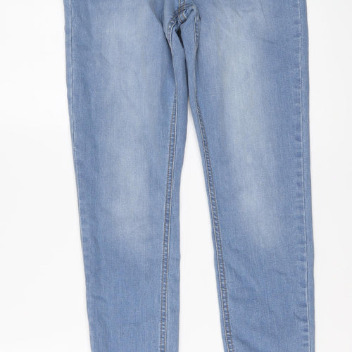 Boohoo Womens Blue Cotton Straight Jeans Size 8 L26 in Regular Button