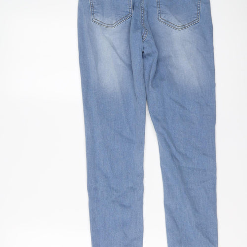 Boohoo Womens Blue Cotton Straight Jeans Size 8 L26 in Regular Button