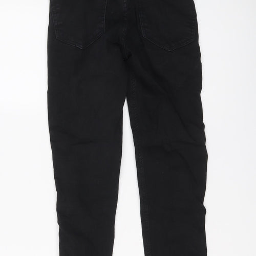 Topshop Womens Black Cotton Skinny Jeans Size 24 in L25 in Regular Button
