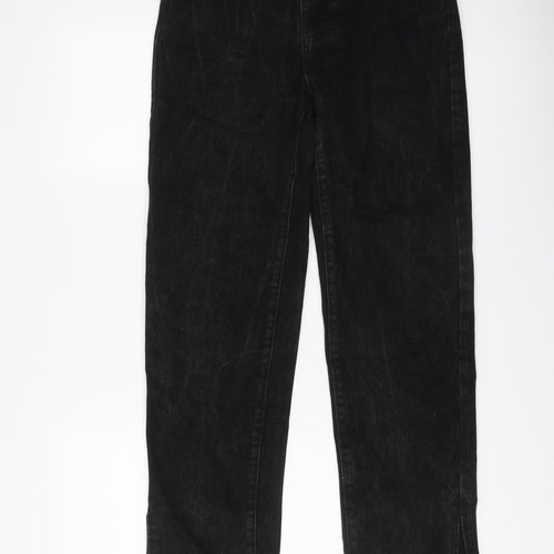 PRETTYLITTLETHING Womens Black Cotton Mom Jeans Size 6 L30 in Regular Button