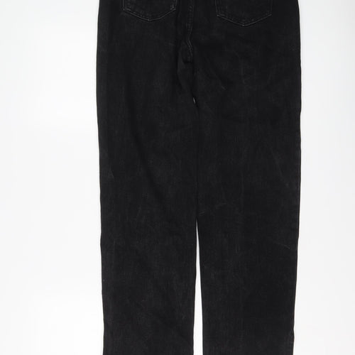 PRETTYLITTLETHING Womens Black Cotton Mom Jeans Size 6 L30 in Regular Button