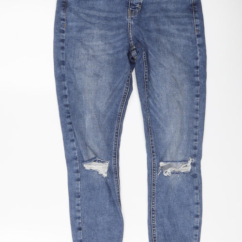 Topshop Womens Blue Cotton Straight Jeans Size 28 in L24 in Regular Button