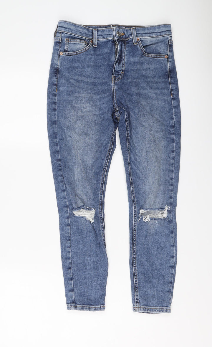 Topshop Womens Blue Cotton Straight Jeans Size 28 in L24 in Regular Button