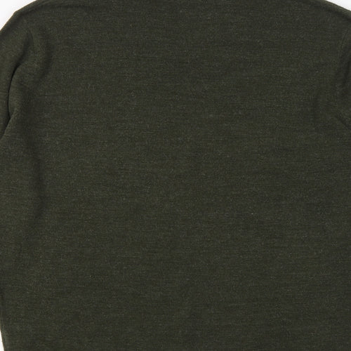 Debenhams Mens Green V-Neck Acrylic Pullover Jumper Size L Long Sleeve