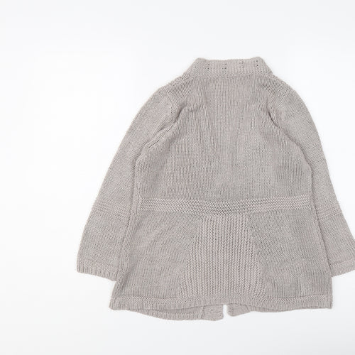 Marks and Spencer Womens Grey V-Neck Acrylic Cardigan Jumper Size 10