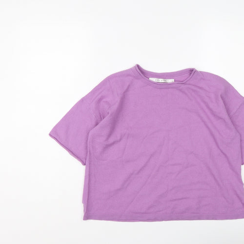 Max Studio Womens Purple Round Neck Wool Pullover Jumper Size L