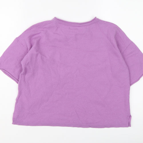 Max Studio Womens Purple Round Neck Wool Pullover Jumper Size L