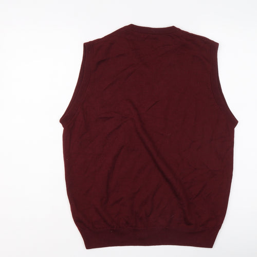 Wolsey Mens Red V-Neck Wool Vest Jumper Size M Sleeveless