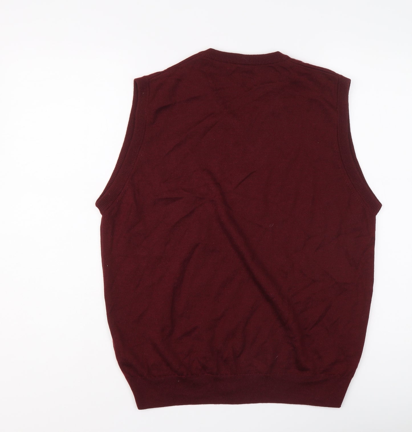 Wolsey Mens Red V-Neck Wool Vest Jumper Size M Sleeveless