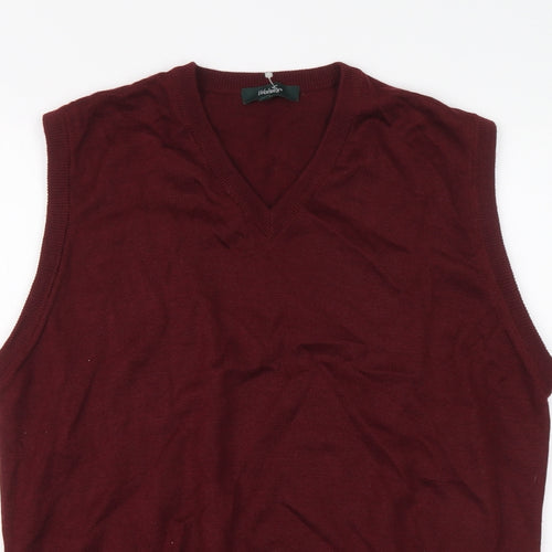 Wolsey Mens Red V-Neck Wool Vest Jumper Size M Sleeveless