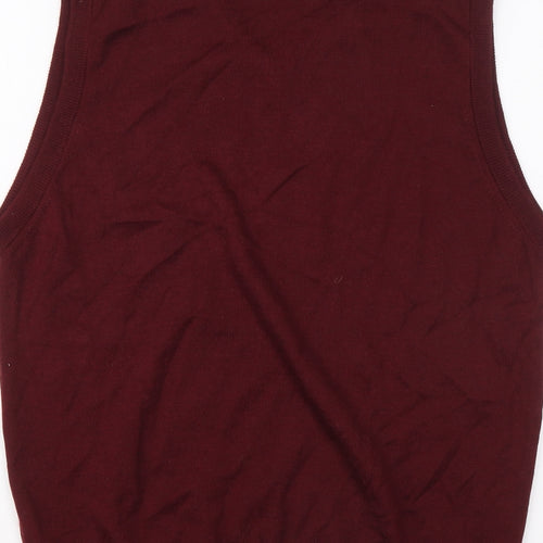Wolsey Mens Red V-Neck Wool Vest Jumper Size M Sleeveless