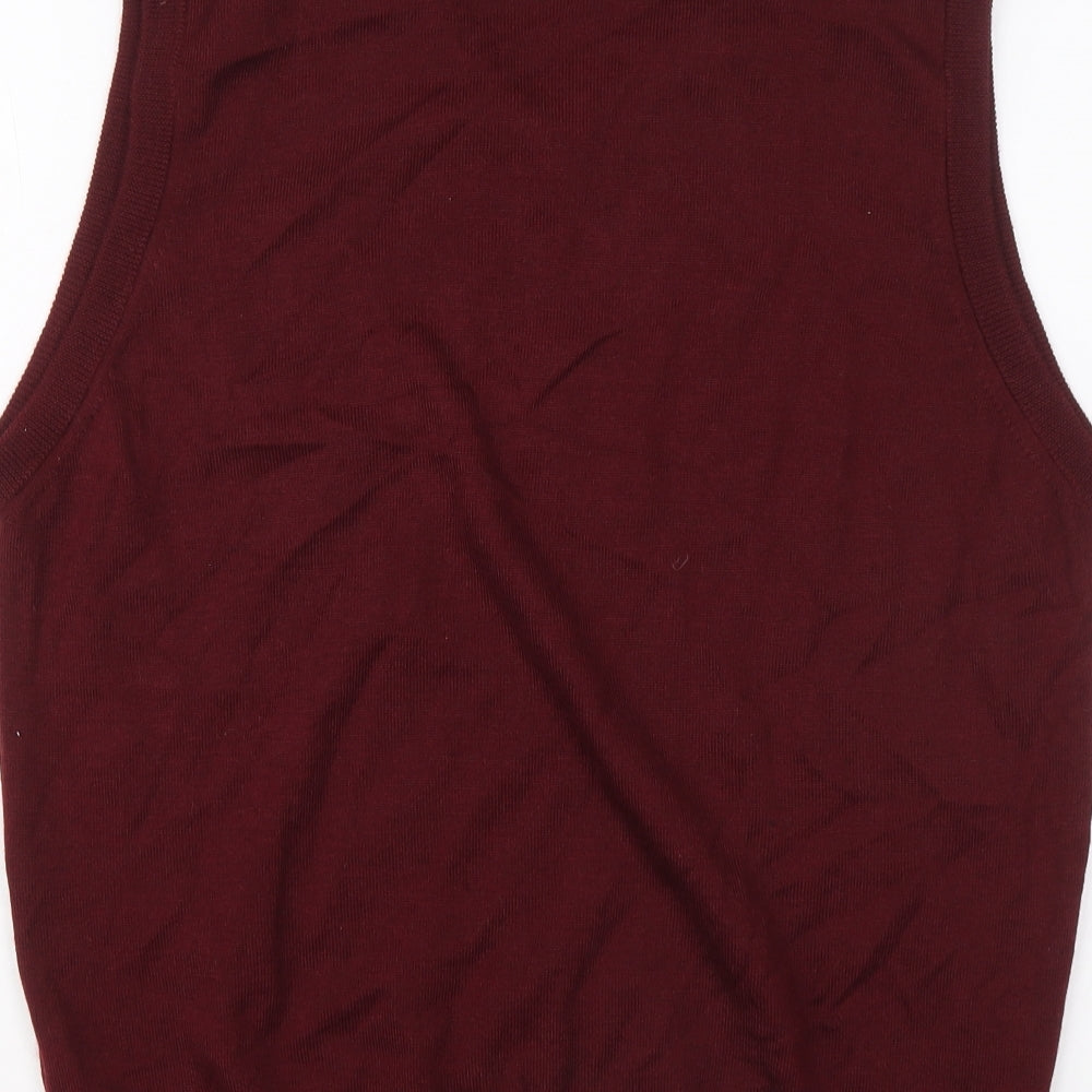 Wolsey Mens Red V-Neck Wool Vest Jumper Size M Sleeveless
