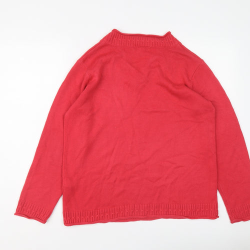 Balsamik Womens Pink V-Neck Acrylic Pullover Jumper Size 18