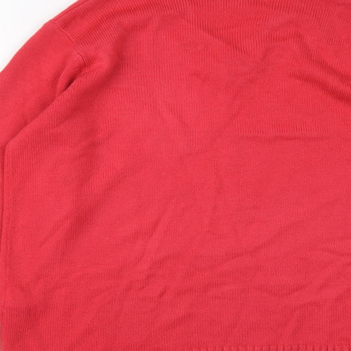 Balsamik Womens Pink V-Neck Acrylic Pullover Jumper Size 18