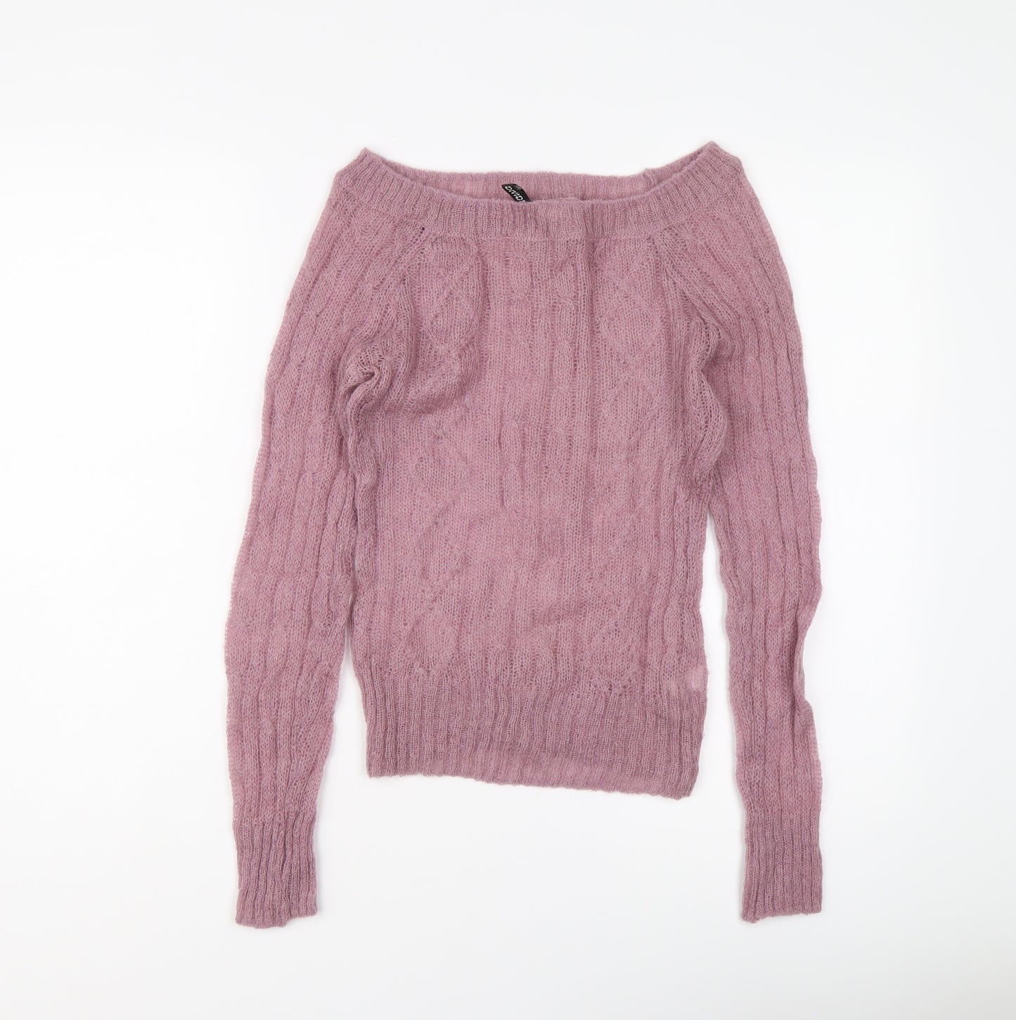 H&M Womens Purple Boat Neck Acrylic Pullover Jumper Size 8