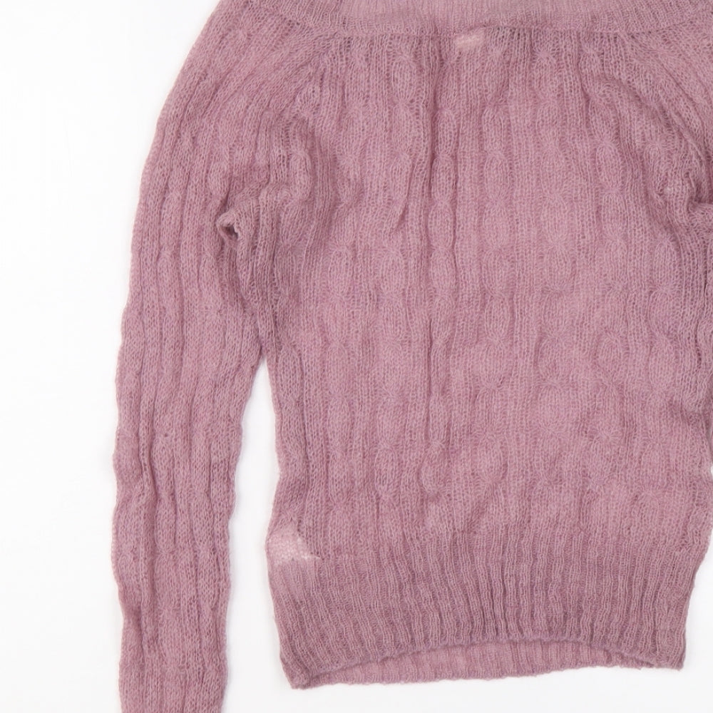 H&M Womens Purple Boat Neck Acrylic Pullover Jumper Size 8