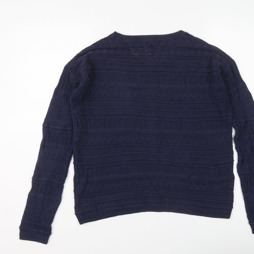 Gap Womens Blue Round Neck Cotton Pullover Jumper Size M