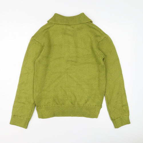 Per Una Womens Green Collared Viscose Henley Jumper Size S
