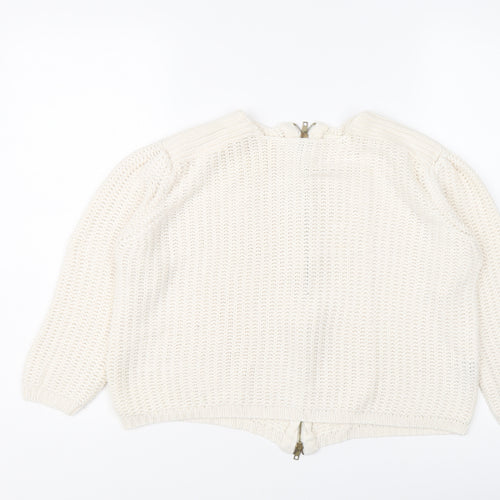 Zara Womens Ivory Round Neck Acrylic Pullover Jumper Size S
