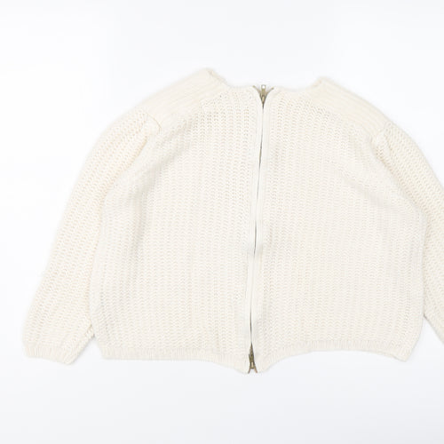 Zara Womens Ivory Round Neck Acrylic Pullover Jumper Size S