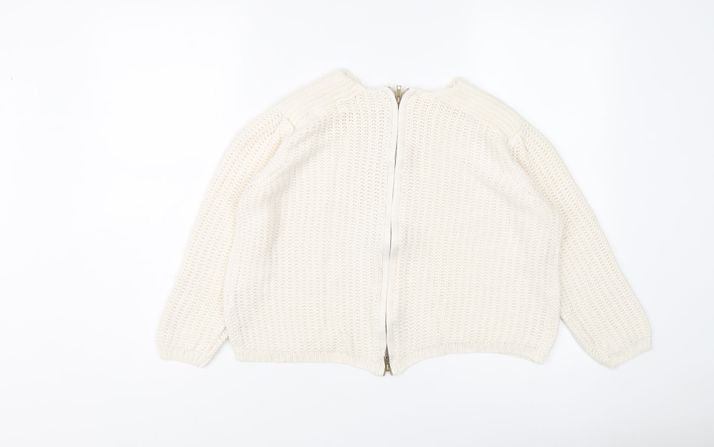 Zara Womens Ivory Round Neck Acrylic Pullover Jumper Size S