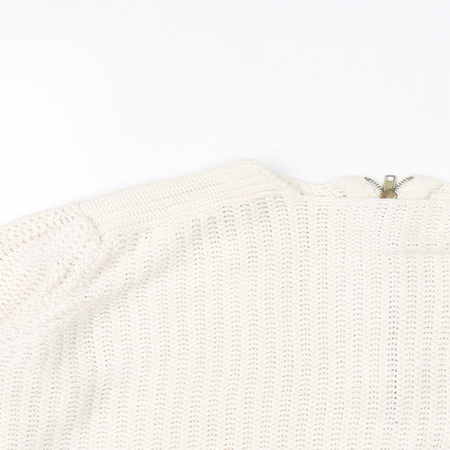 Zara Womens Ivory Round Neck Acrylic Pullover Jumper Size S