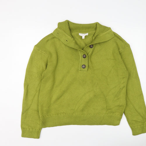 Per Una Womens Green Collared Viscose Henley Jumper Size L